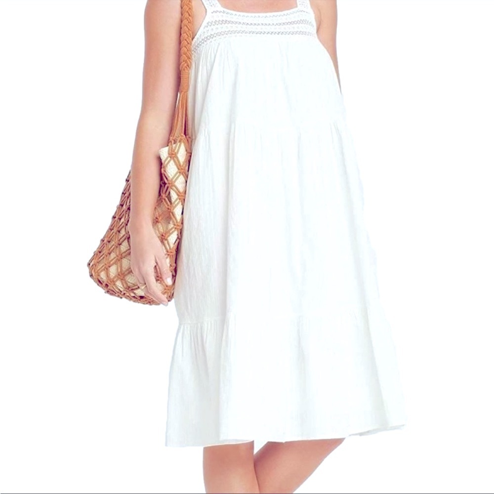 RUFFLED square neck Maxi Dress With flowing body and thick straps NWT - Picture 1 of 8